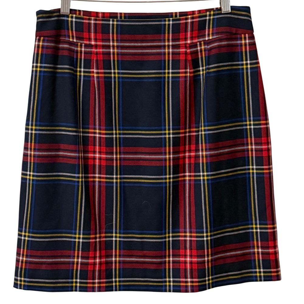Talbots Plaid Skirt Women Size 10 Navy Blue Wool Blend Tartan Preppy Classic NWT - Picture 3 of 8